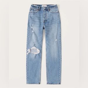 Abercrombie & Fitch High Rise Dad Jean in Light Ripped Wash